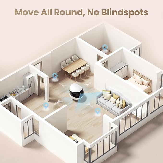 Enabot EBO Air 2 Mobile Pet Camera Robot: 2K FamilyBot with Two-Way Talk | Family Companion with Whole-Home Mobility, Custom Pixel Facial Expression, Auto-Recharge, Night Vision, Long Distance Gift