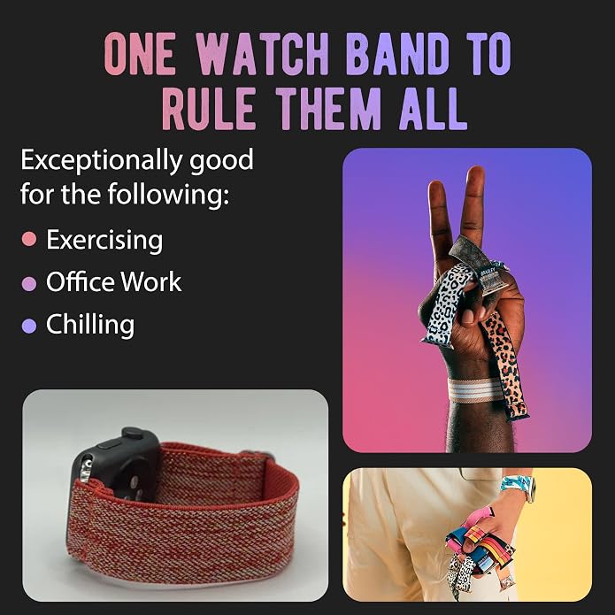 Braxley Bands for Apple Watches - Stretchy and Washable - Adjustable with Apple Watch Bands for Women & Men - Compatible with Apple Watch Series SE Ultra 9 8 7 6 5 4 3 2 1