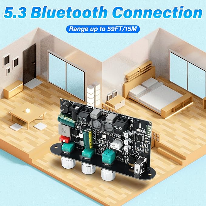 Daakro ZK-1001U Mono Bluetooth Amplifier Board with TWS, 100W Peak Power Home Audio Amplifier Board,Vehicle Amplifier Wide Voltage Input 9-24V,Supports USB/AUX/Bluetooth Input for DIY Wireless Speaker
