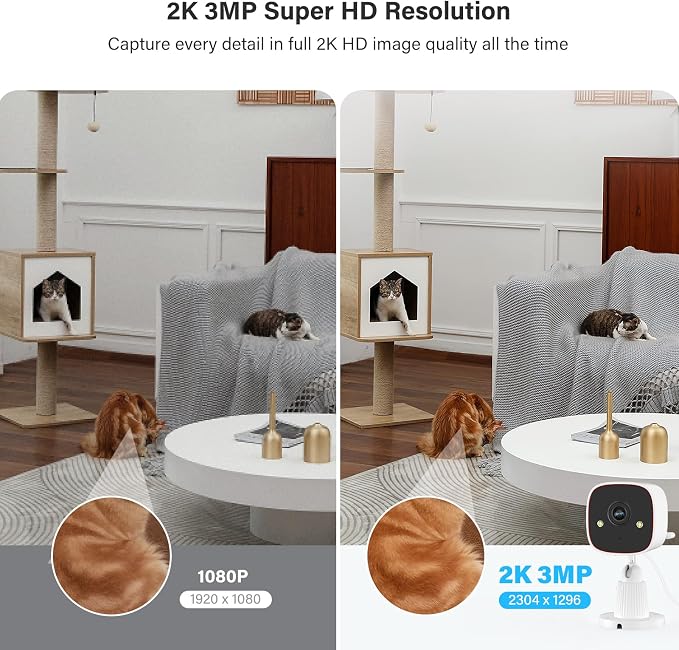 Jennov 2K WiFi Security Camera Indoor/Outdoor, Plug-in Home Surveillance Cam with Color Night Vision, Human Motion Detection, 2-Way Audio, IP66 Waterproof, Baby & Pet Monitor, 5G/2.4G