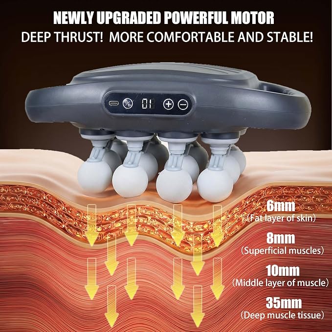 16 Head Massage Gun Deep Tissue, High Power Percussion Massager with 9 Styles & Levels, Uiet Muscle Massage Gun for Back, Shoulders, Legs, Foot, Body Muscle Pain Relief