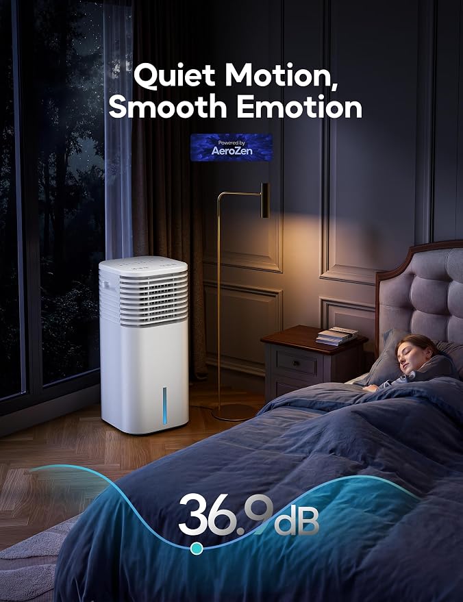 Windowless Portable Air Conditioner, 24.4" Small Evaporative Air Cooler for Room No Window, 3-Speed Settings, 4 Modes, 7H Timer, Remote Control, 4 Ice Packs, Quiet AC Unit for Bedroom, White
