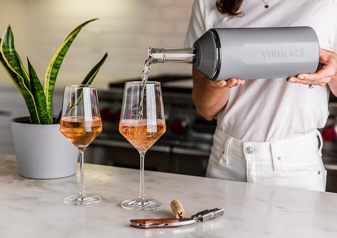 Vinglacé Wine Bottle Chiller- Portable Champagne Insulator- Stainless Steel Wine Cooler Sleeve - Keeps Wine Cold (Graphite)