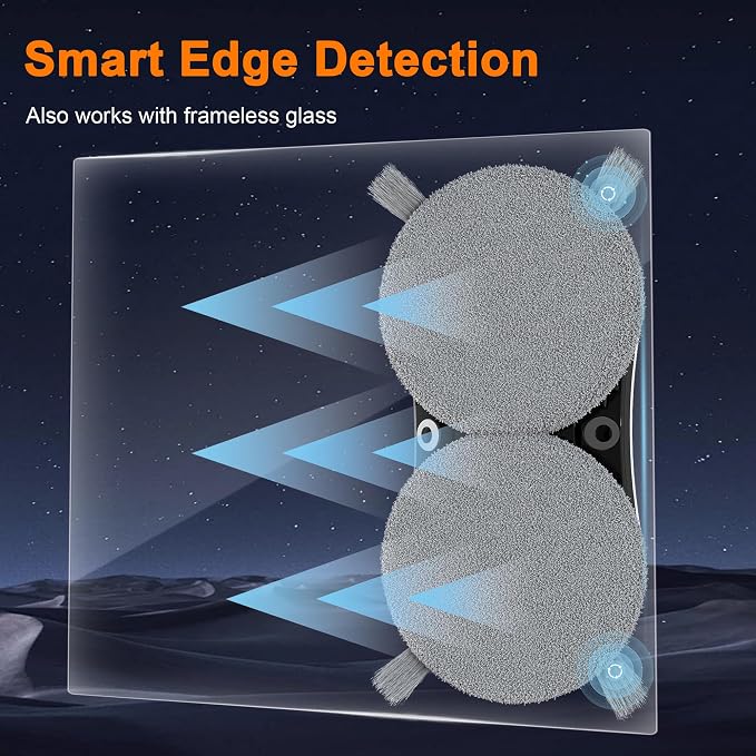 Automatic Window Cleaning Robot with Dual Spray & 3000Pa Suction, Smart Glass Cleaner for High-Rise & Hard-to-Reach Windows, Frameless Edge Detection, Anti-Drop Safety System APP Remote