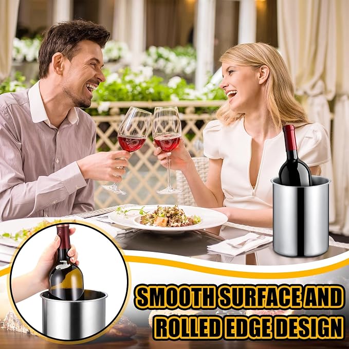 Domensi 10 Pcs Wine Chiller Bucket 750 ML Champagne Bucket Stainless Steel Wine Chillers for Bottles Keeps Cold for Hours