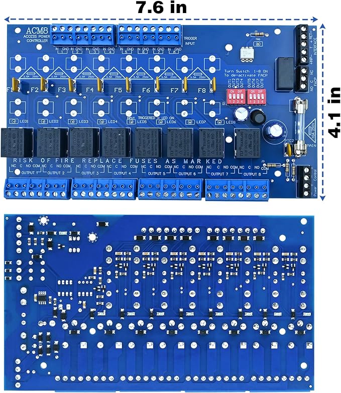 ACM8CB-Upgraded Channel Access Power Controller Module, Compatible with Altronix ACM8CB Specifications, for Security and Access Control Systems, Supports 12-24 Volt DC Input. Sold by YABUYALI.