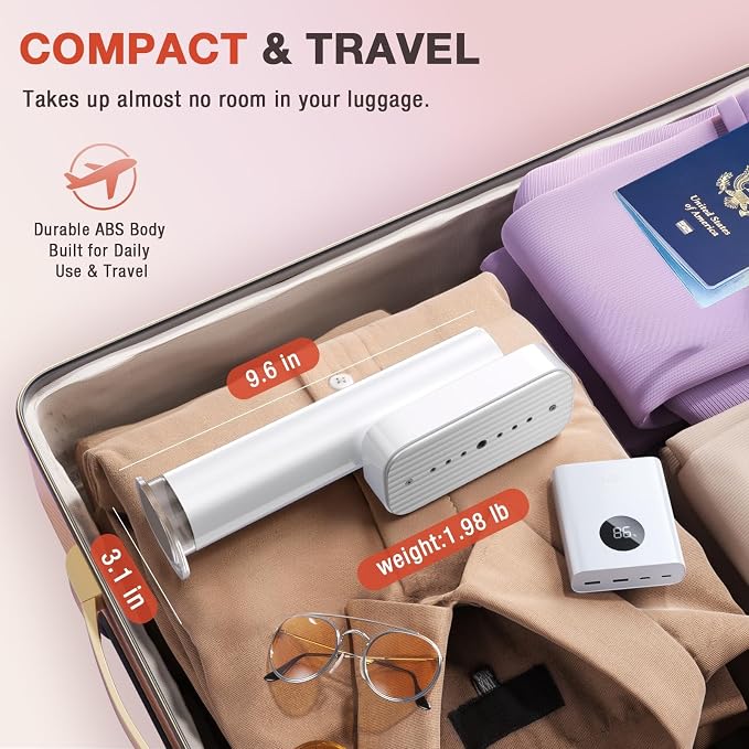 G5 Pro Travel Steamer For Clothes, 110-240V Portable Handheld Irons-15S Fast Heat Up, Auto Shut-Off Rotating Head With Big Iron Panel, 100Ml Tank Self-Standing For Global Travel(white)