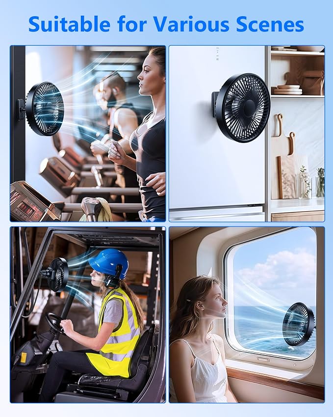 Magnetic Cruise Approved Fan, Portable Travel Fan 360 Degree Adjustable, 3 Speed, Rechargeable Cooling Fan for Cruise Ship Cabin, Golf Cart, GYM, Kitchen Refrigerator, Cruise Essentials 2026, Black