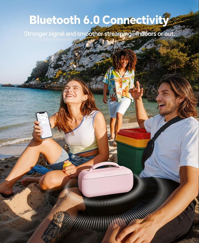 dbsono Portable Bluetooth Speaker Wireless: 100W(Peak) SoundPulse 2.0 with BassBoost, Waterproof Loud Party Speakers, Unlimited Pairing, TWS for Outdoor/Indoor, Beach Vacation Essential, Pink
