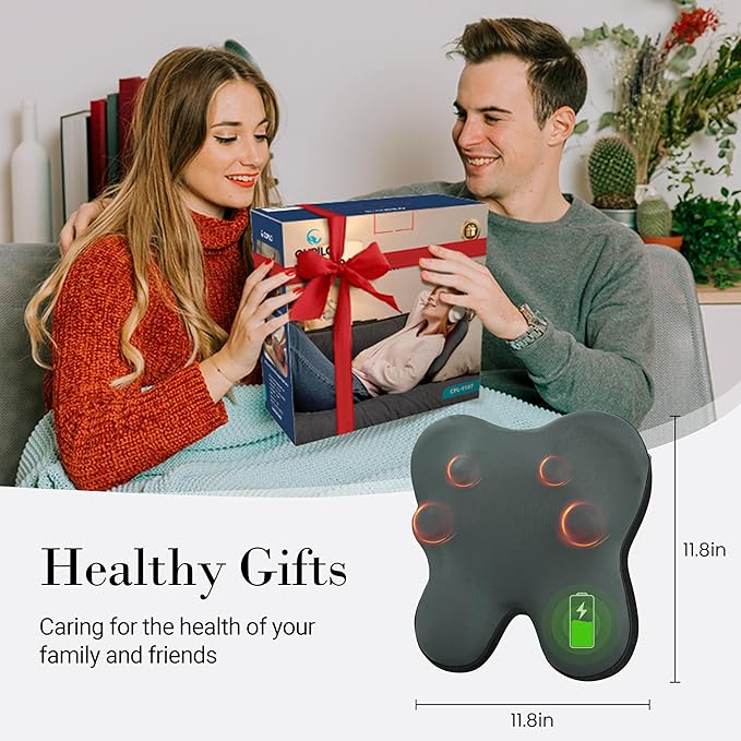 CuPiLo Cordless Back Massager FSA Eligible HSA, Shiatsu Neck Massager with Heat for Muscle Pain Relief, Kneading Massage Pillow for Neck, Back, Shoulder, Mothers Day Gifts for Mom