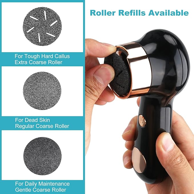 Electric Foot Callus Removers for Feet - Rechargeable Waterproof Portable Electronic Foot File Pedicure Tools for Cracked Heels Dead Skin（Blue & Black）