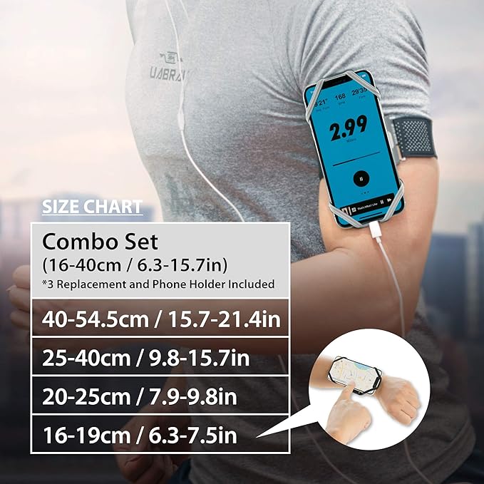 BONE Run Tie, Running Armband Phone Holder, Skin-Friendly & Washable Silicone Sport Armband, Universal Workout Phone Carrier Compatible with 4"-6.7" Smartphones (Luminous - Size S/Arm Size 7.9-9.8'')