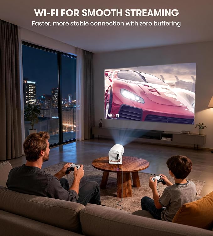Miroir Roku TV Smart Projector with WiFi and Bluetooth, 150 ANSI, Dolby Audio, 270° Rotatable Stand, Auto Keystone & Zoom — Portable Mini Outdoor Movie Projector with Roku Streaming Built-in