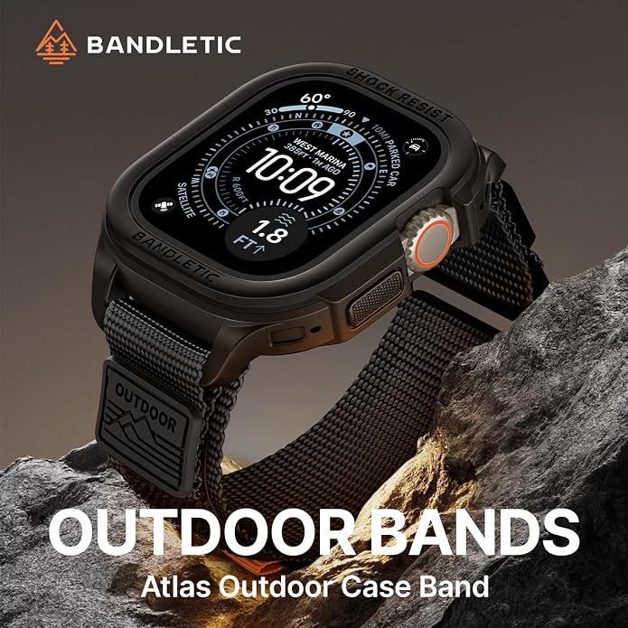 Bandletic Rugged Case with Band Compatible with Apple Watch 49mm(Ultra 3/2/1),46mm(Series 11/10), 45mm(Seriess 9/8/7),44mm(SE3/SE2/SE/6/5/4), Protective Cover Sport Accessories for iWatch Men