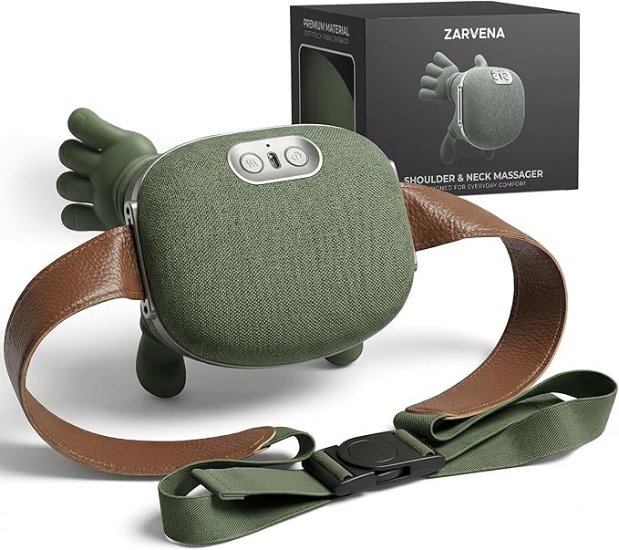 Neck Massager with Heat for Pain Relief – Shoulder & Neck Massager with Hands, Simulated Human Hand Massager, Deep Tissue Shiatsu, Cordless Portable Neck Massager with Adjustable Strap