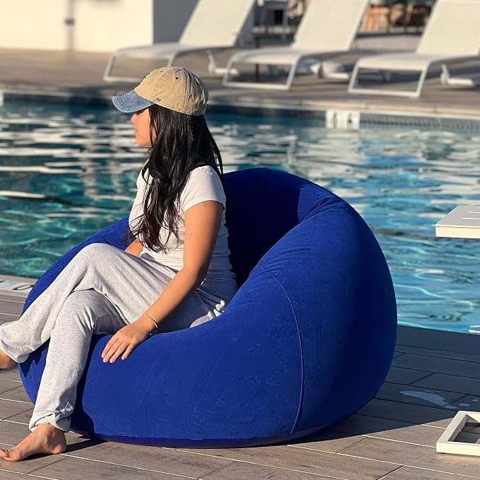 Inflatable Bean Bag Chair with EJAEE 130W Electric Air Pump Bundle - Fast Inflation & Portable Lounge Chair