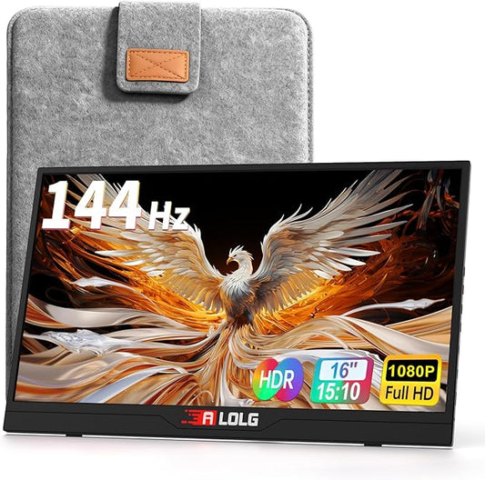 144Hz 16" Portable Monitor,1920×1200 FHD IPS Plug&Play Second External Monitor with USB-C Mini HDMI Port,Second Screen Compatible with PC Phone Mac Xbox PS4/5-Z8