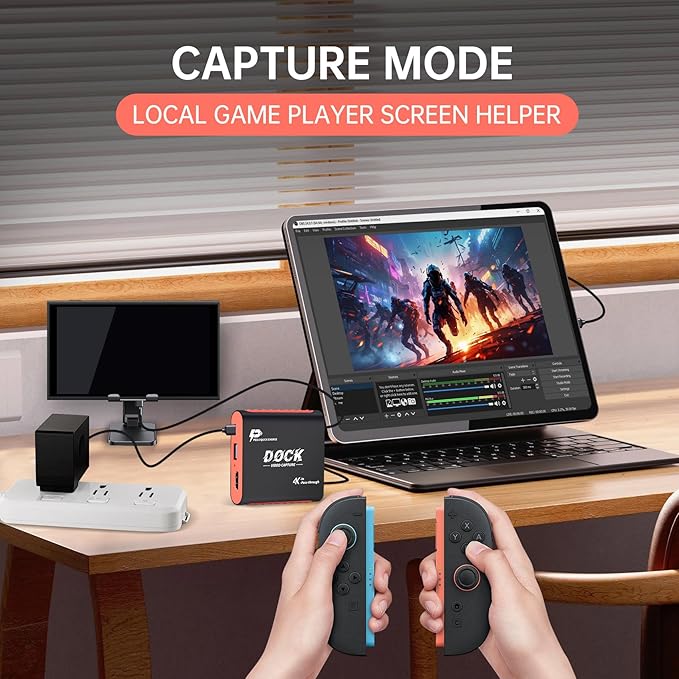 2-in-1 Switch 2 Dock with Capture Card for Nintendo Switch 2, Switch 1, OLED, Steam Deck, 1080P 60Hz for Streaming and Recording, Portable Travel Dock, 4K 30Hz HDMI Pass-Through, 100W PD Charging