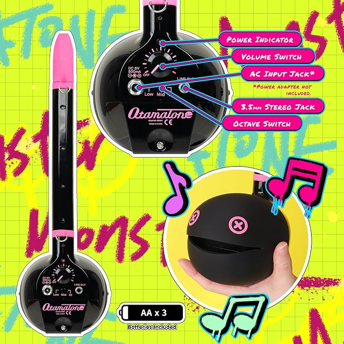 Otamatone Deluxe Electronic Musical Instrument for Adults Portable Synthesizer Digital Electric Music from Japan by Maywa Denki Cool Stuff Gifts, Monster (Pink) [English Manual]