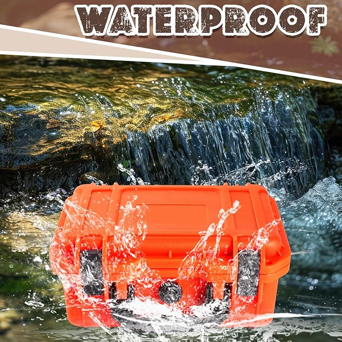 Relaxweex 1 Pcs Waterproof Hard Case with DIY Customizable Foam Insert Portable Protective Case with Knife for Camera Drones Equipments Tools Test Instruments(Reddish Orange,16.3 x 12.4 x 6.5 Inch)