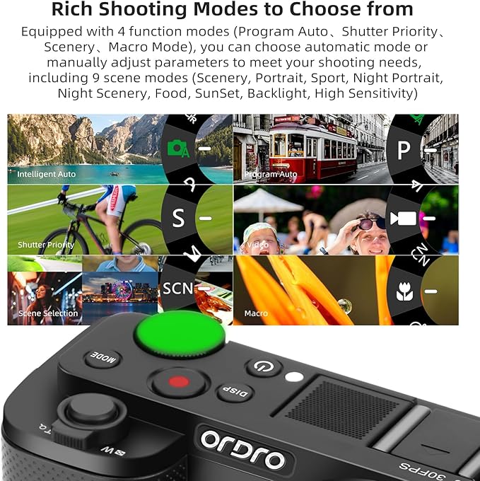 ORDRO G930 5K 64MP Digital Camera for Photography, Autofocus Video Camera 3.2'' Flip Vlogging Camera with 5X Optical Zoom-Compact Travel Cameras with 2 Batteries 64G Card
