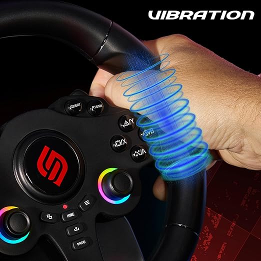SUBSONIC Superdrive 220RS Racing Wheel Switch 2/Switch PS4 PC Xbox series | Steering Wheel with Dual Joysticks for GTA 6 & Famring simulator- LED - Vibration - Diameter 22 cm, Rotation 180° - Pedals