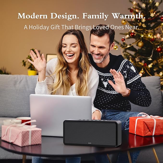 DOSS SoundBox XL 32W Bluetooth Speaker for House 丨 2.1 Channel with Subwoofer, TWS Wireless Pairing,Daul DSP, Room-Filling Sound Support AUX,TF Speaker for Home - Gold