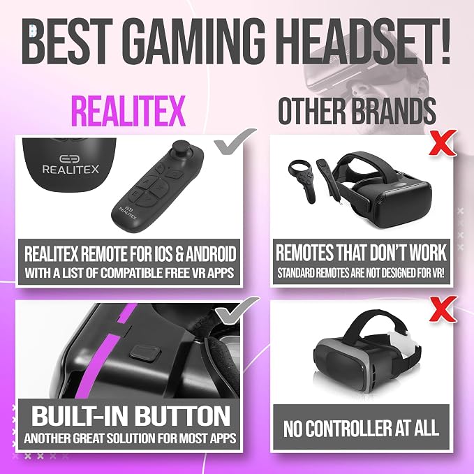 3D VR Headset for Kids + Android Remote - for iPhone & Android Phones | with 3D VR Videos & Apps Links | Virtual Reality Goggles Set for Beginners
