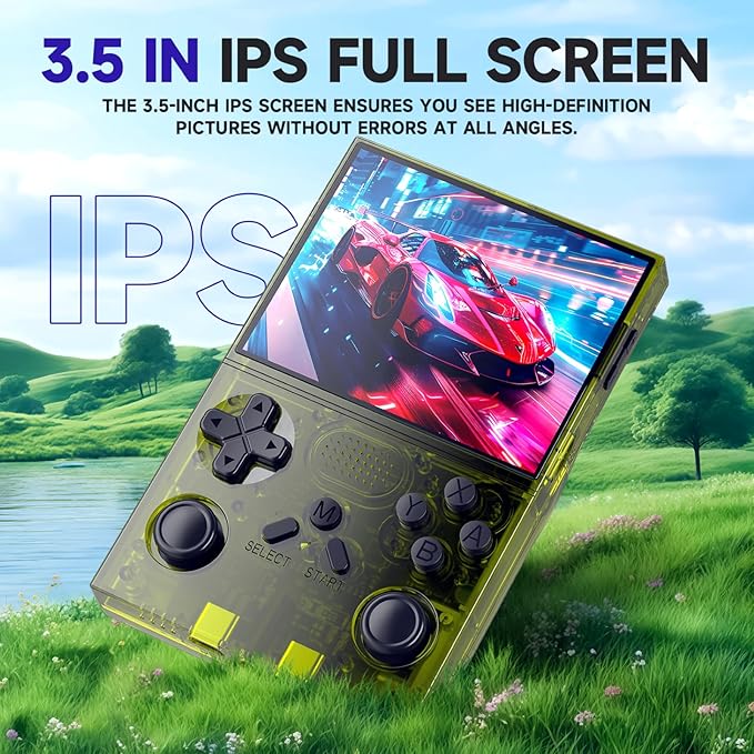 R40 Retro Handheld Game Console - Open Source System,3.5" IPS Screen, 18,000+ Classic Games, 128G TF Card, 3000mAh Battery, Portable Gaming Player for Travel, Retro Gaming Console, Yellow
