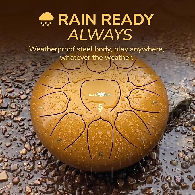 Balmy Drum Steel Tongue Drum 10 inch 11 Notes 440Hz, Handpan Drum with Music Book, Mallets, Carry Bag, Finger Picks, Rain Drum for Outdoor, Meditation Yoga Calming Instruments for Adults Kids (White)