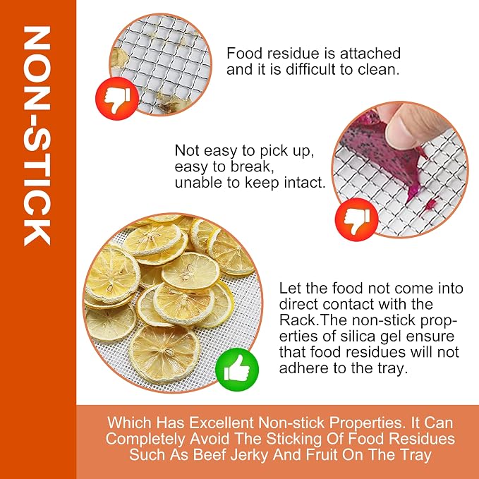 GUCUJI Pack of 5 Premium Non Stick Silicone Dehydrator Sheets for Fruit Dryer Mesh