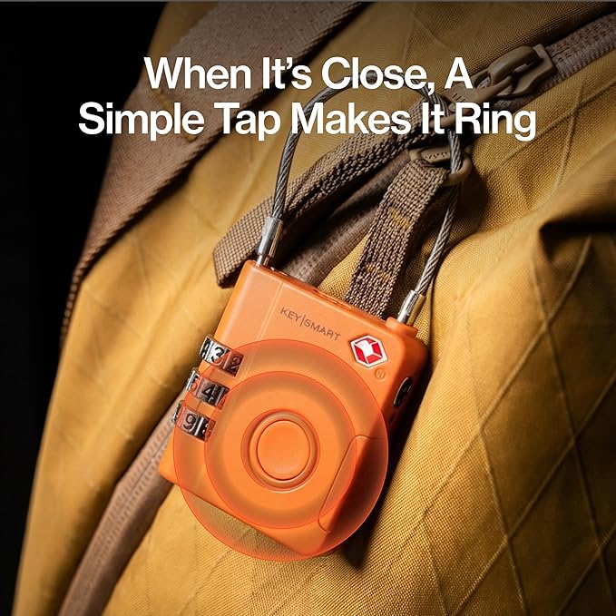 KeySmart SmartLock Tracking Luggage Locks, TSA Locks for Luggage, Combination Lock Compatible with Apple Find My App, Best Travel Essentials, Replaceable Non-Rechargeable Battery (Orange 5 Pack)