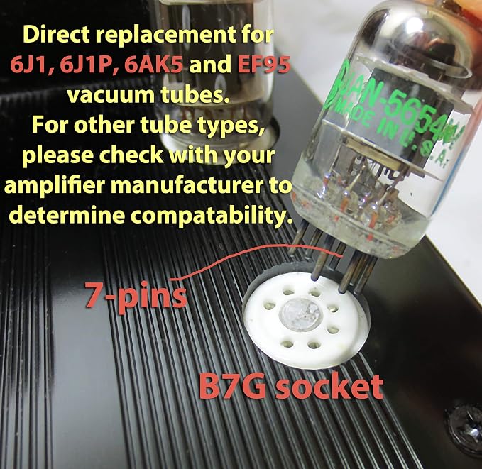 Tested/Matched Pair (2 Tubes) 7-Pin JAN 5654W Fully-Tested Vacuum Tubes - Upgrade for 6AK5 / 6J1 / 6J1P / EF95 - JAN 5654W Platinum Grade Pair