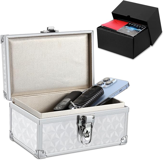 Faraday Signal Blocking Box for Car Keys, 3D Silver | Faraday Box for Car Keys, RFID Signal Blocking Box, Anti-Theft Shielding Cage, Large