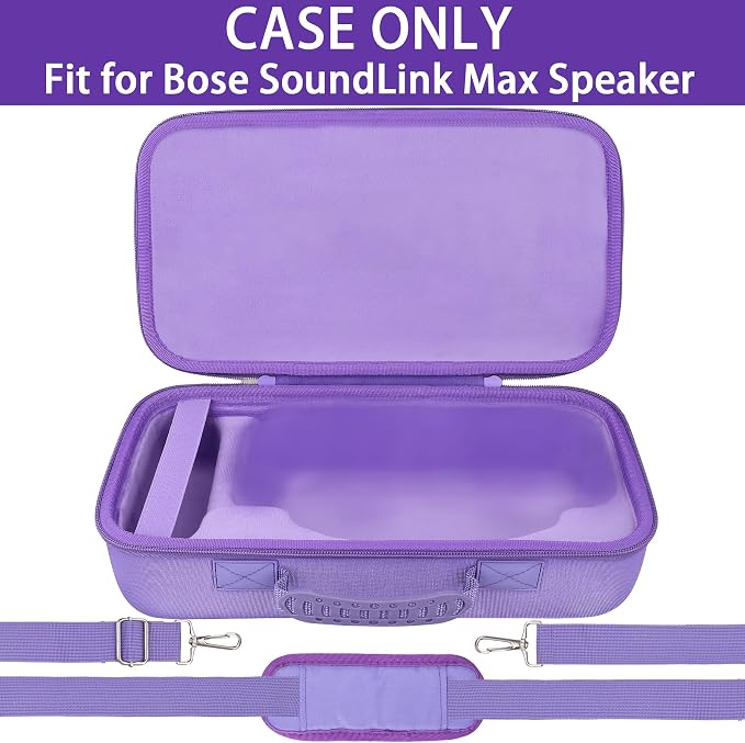 for Bose SoundLink Max Portable Speaker Hard Protective Case, Portable Travel Case Replacement with Shoulder Strap and Handle (Purple Case) - co2CREA