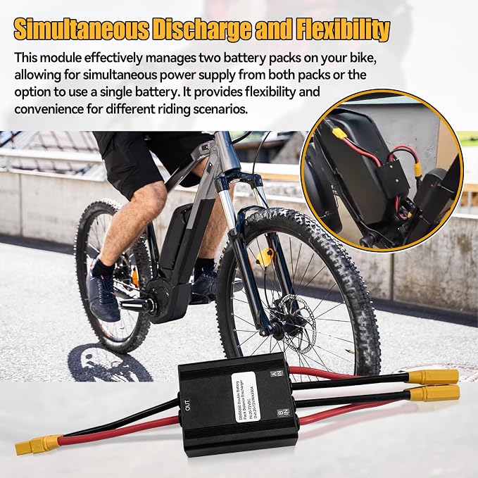 Double Battery Discharge Converter for E-Bike,DC 20V-72V DC Dual Battery Pack Switch Balancer XT90 Plug for Increase The Capacity by Connecting Two Batteries in Parallel Equalization Module (60A)