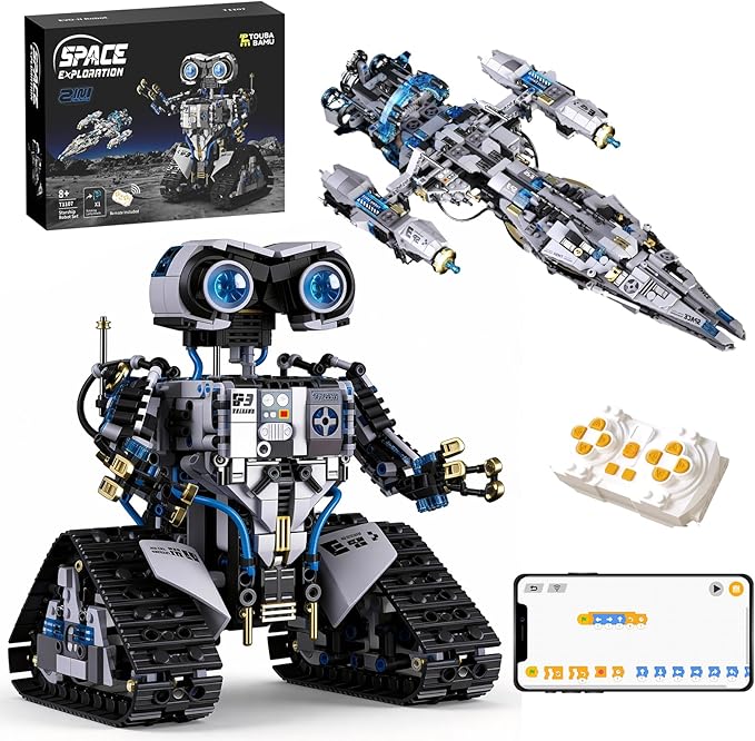 STEM Space Robot Building Kit for Kids Ages 8-12 with Remote Control, Technic Coding Robotic Toys for 8-14 Year Old Boys Girls, Buildable 2 in1 Models with 1468 PCS