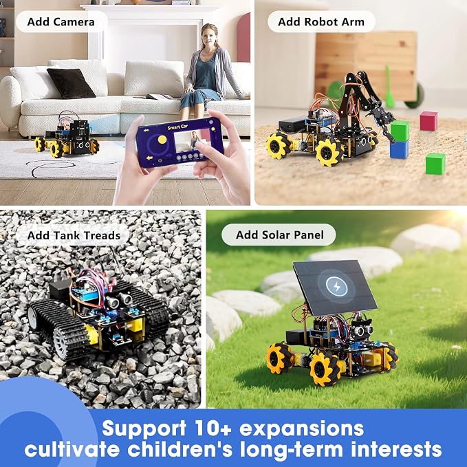 Robot Kit, Robotics for Kids Ages 8-12 12-16, 4-in-1 ESP32 Smart Tank Solar Robot Car for Arduino/Scratch/Python, STEM Science Kit 4WD Remote Control Car Coding Gift Building Toy for Boys Girls Teens