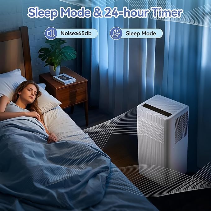 GarveeLife Portable Air Conditioner,10,000 BTU for Rooms up to 450 Sq.Ft., 4-IN-1 Smart Compact AC Unit with Cooling, 24 Hour Timer, Dehumidifier, Fan, Remote Control and Window Kit, White