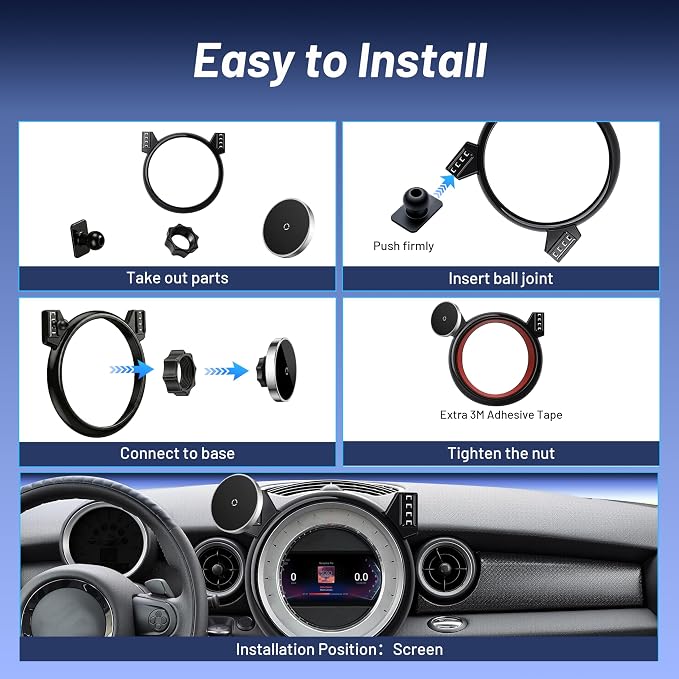 Phone Mount for BMW Mini Cooper (2007-2013 R56, 08-14 R55, 09-15 R57, 12-15 R58/R59), Magnetic iPhone Holder, Magsafe Car Mount Charger, 15W Wireless Car Charger, Hands Free & 360°, Car Accessories