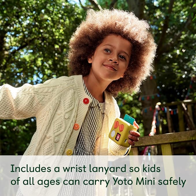 YOTO Mini (2024 Edition) + Adventure Jacket in Sweetcorn (Green) Bundle - All-in-1 Travel Device for Stories Music Podcast Radio White Noise Ok-to-Wake Alarm Clock, Use as Speaker or with Headphones