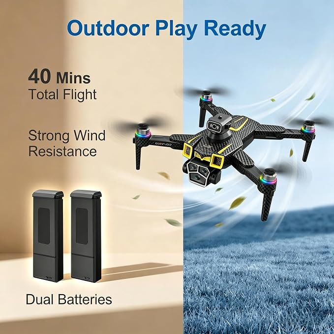 Drone with camera for kids & dynamic racing LED lights, 5.6" Built-In FPV Screen, Dual Batteries, Perfect Holiday & Birthday Gift, Indoor & Outdoor Quadcopter Toy