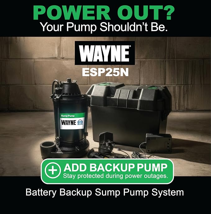 WAYNE CDU800 1/2 HP Submersible Sump Pump – Cast Iron & Stainless Steel, Vertical Float Switch, 5,100 GPH, 3-Year Warranty