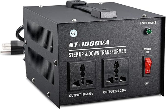 1000 Watt Voltage Transformer- Step Up and Down- Circuit Breaker Protection Universal Dual Output Step Up & Step Down Power Transformer 110V to 220V/220V to 110V