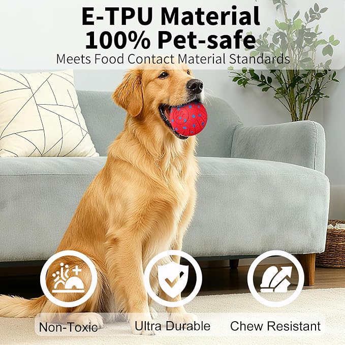 2-in-1 Interactive Dog Ball Toy for Aggressive Chewers, Automatic Moving & Bouncing E-TPU Dog Ball, 3 Modes Smart Pet Toy with Motion Sensor