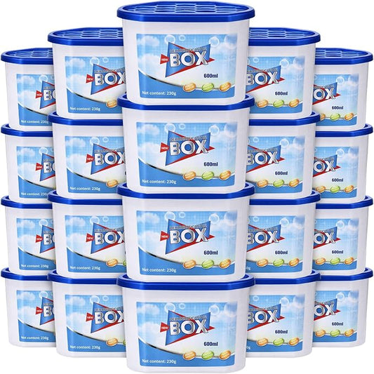 LemonRoad 20 Pack Moisture Absorbers 20 oz 600 ml Calcium Chloride Dehumidifier Humidity Absorber Buckets for Boats Closet Bathroom Rv Car Kitchen Basement Odor Remover, 4.1 x 6.1 x 3.3 Inch