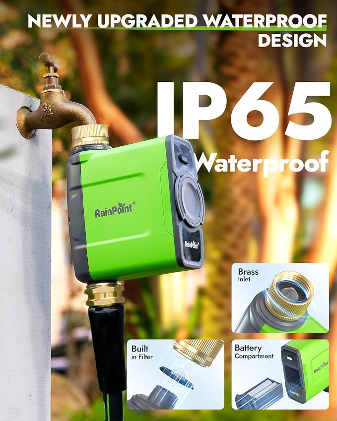 RAINPOINT WiFi Water Timer for Garden Hose, 2027 New Version WiFi Sprinkler Controller, Smart Hose Timer Valve, Automatic Drip Irrigation System/Rain Delay for Garden