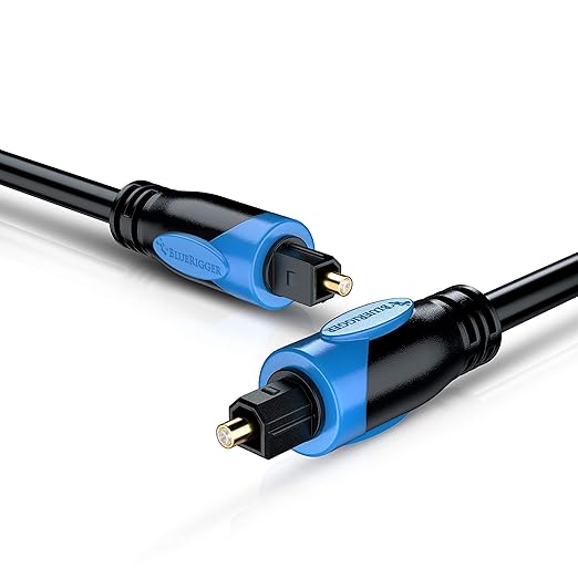 BlueRigger Toslink - Digital Optical Audio Cable - 30FT - (Fiber Optic Cable, in-wall CL3 Rated, 24K Gold-Plated) S/PDIF Digital Audio Optical Cable for Soundbar, Home Theatre, TV, Xbox, PS4