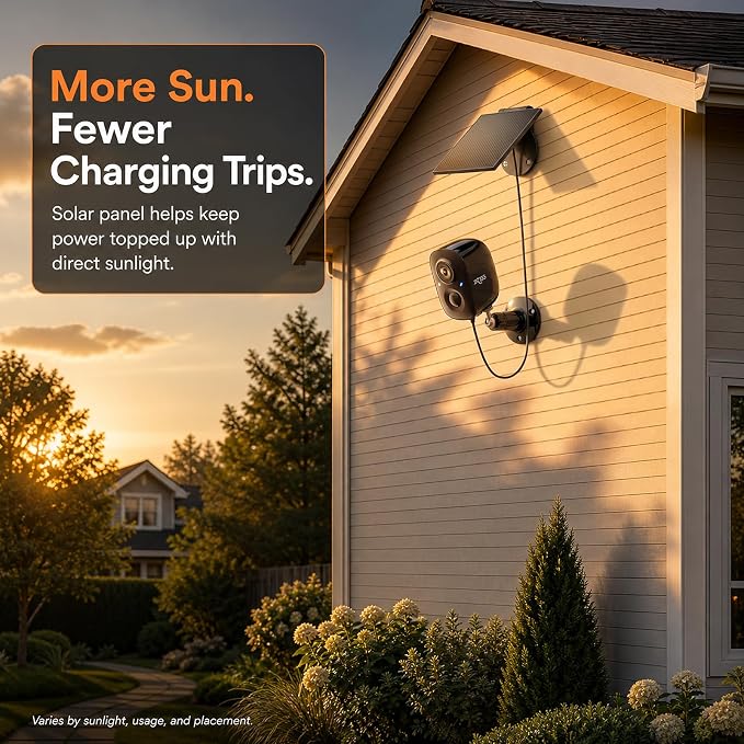 Dzees Solar Cameras for Home Security, 2K Home Security Camera System, Indoor/Outdoor Surveillance, Spotlight & Siren, PIR/AI Detection, Color Night Vision, Cloud/SD Storage,2.4GHz Wi-Fi,IP66, 2 Pack