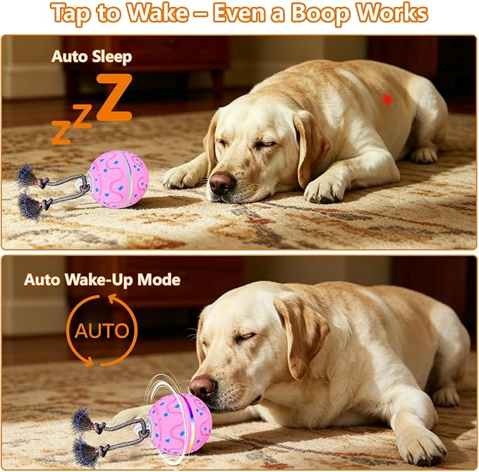 Smart Interactive Dog Ball – Automatic Moving, Bouncing & Rotating Toy for Medium/Large Dogs, E‑TPU Rolling Ball with Normal & Crazy Modes, Bird Sounds, Washable Cover, Type‑C Charging